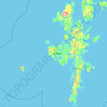 Mappa topografica Shetland, altitudine, rilievo
