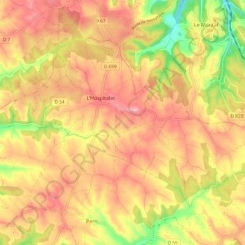 Mappa topografica Lhospitalet, altitudine, rilievo