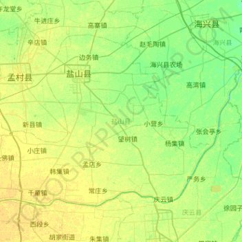 Mappa topografica 盐山县, altitudine, rilievo