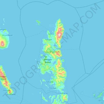 Mappa topografica Dinagat Islands, altitudine, rilievo