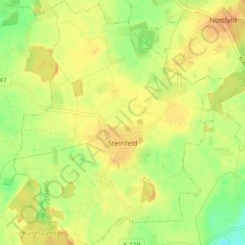 Mappa topografica Steinfeld, altitudine, rilievo