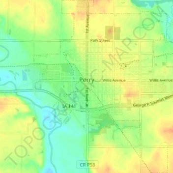 Mappa topografica Perry, altitudine, rilievo