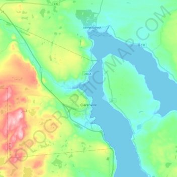 Mappa topografica Clarenville, altitudine, rilievo