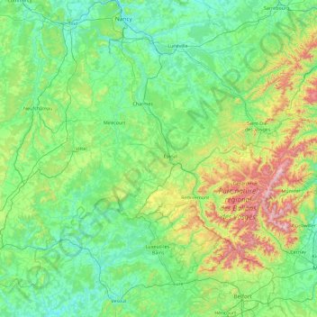 Mappa topografica Vosges, altitudine, rilievo