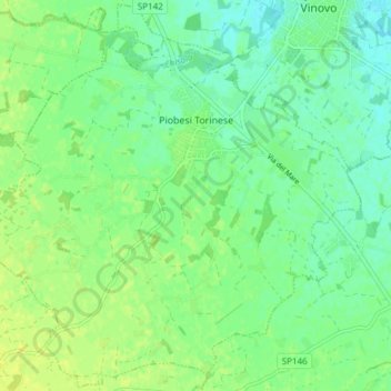 Mappa topografica Piobesi Torinese, altitudine, rilievo