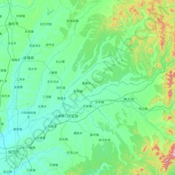 Mappa topografica 庆安县, altitudine, rilievo