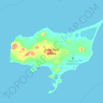 Mappa topografica Saint Paul Island, altitudine, rilievo