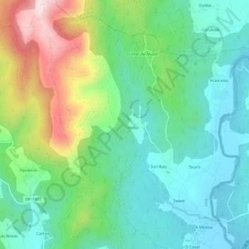 Mappa topografica Sorribas, altitudine, rilievo