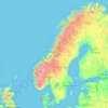 Mappa topografica Skandinavia, altitudine, rilievo