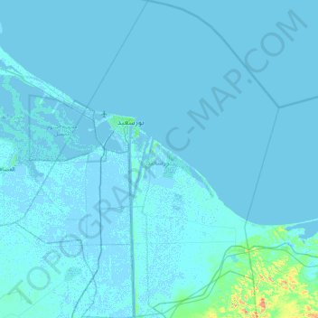 Mappa topografica Port Said, altitudine, rilievo
