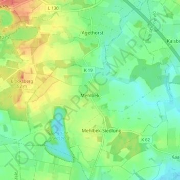 Mappa topografica Mehlbek, altitudine, rilievo