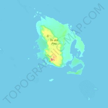 Mappa topografica Île des Pins, altitudine, rilievo