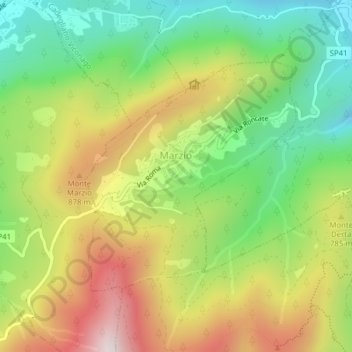 Mappa topografica Marzio, altitudine, rilievo