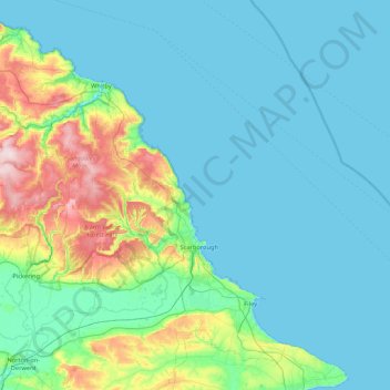 Mappa topografica Scarborough, altitudine, rilievo