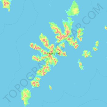 Mappa topografica Nagai Island, altitudine, rilievo