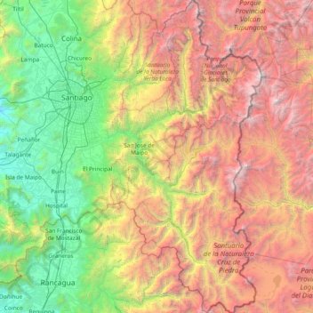Mappa topografica Provincia de Cordillera, altitudine, rilievo
