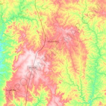 Mappa topografica Morrinhos, altitudine, rilievo
