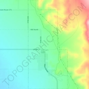 Mappa topografica Lyman, altitudine, rilievo