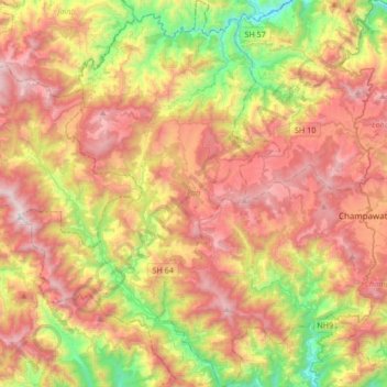 Mappa topografica Pati, altitudine, rilievo