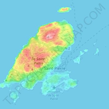 Mappa topografica Saint-Pierre, altitudine, rilievo
