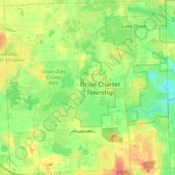 Mappa topografica Orion Charter Township, altitudine, rilievo