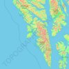 Mappa topografica Sitka, altitudine, rilievo
