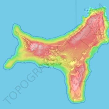 Mappa topografica 聖誕島, altitudine, rilievo