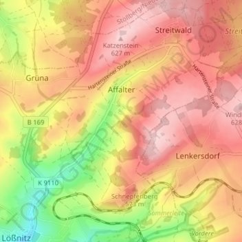 Mappa topografica Affalter, altitudine, rilievo