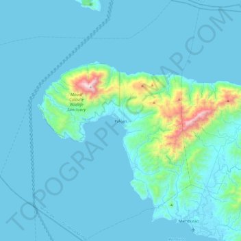 Mappa topografica Paluan, altitudine, rilievo