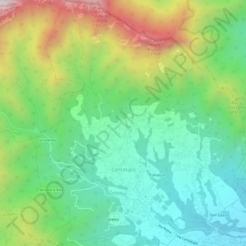 Mappa topografica Cantalupa, altitudine, rilievo
