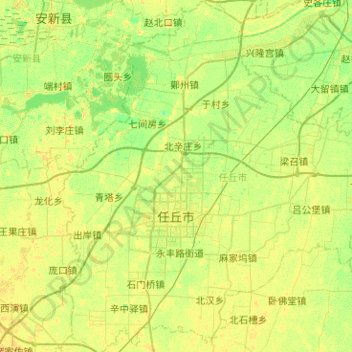 Mappa topografica 任丘市, altitudine, rilievo