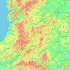 Mappa topografica Powys, altitudine, rilievo