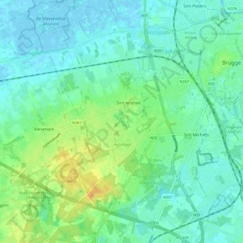 Mappa topografica Sint-Andries, altitudine, rilievo