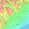 Mappa topografica Rakaia River, altitudine, rilievo