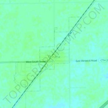 Mappa topografica Oreana, altitudine, rilievo