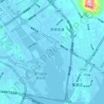 Mappa topografica 杏林湾水库, altitudine, rilievo