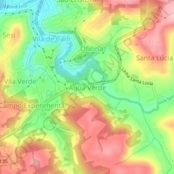 Mappa topografica Água Verde, altitudine, rilievo