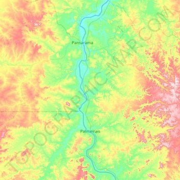 Mappa topografica Palmeirais, altitudine, rilievo