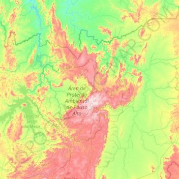 Mappa topografica Microrregião da Chapada dos Veadeiros, altitudine, rilievo