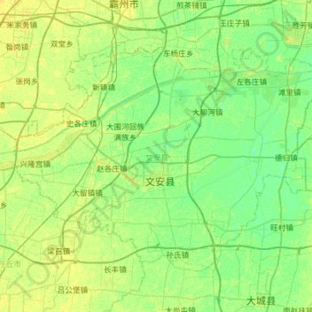 Mappa topografica 文安县, altitudine, rilievo