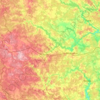 Mappa topografica Можайский городской округ, altitudine, rilievo