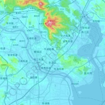 Mappa topografica 丰泽区, altitudine, rilievo