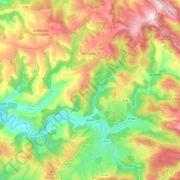 Mappa topografica Viane, altitudine, rilievo