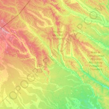 Mappa topografica Tigre, altitudine, rilievo