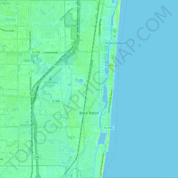 Mappa topografica Boca Raton, altitudine, rilievo