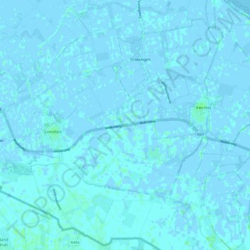 Mappa topografica Biervliet, altitudine, rilievo