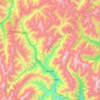 Mappa topografica 米亚罗镇, altitudine, rilievo