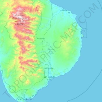 Mappa topografica Municipio de Los Cabos, altitudine, rilievo
