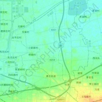 Mappa topografica 唐王街道, altitudine, rilievo