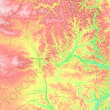 Mappa topografica Knox County, altitudine, rilievo